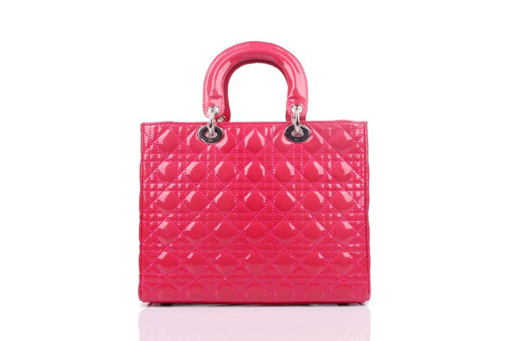 replica jumbo lady dior patent leather bag 6322 rosered with silver